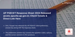 AP PGECET Response Sheet 2024 Released @cets.apsche.ap.gov.in; Check Details & Direct Link Here